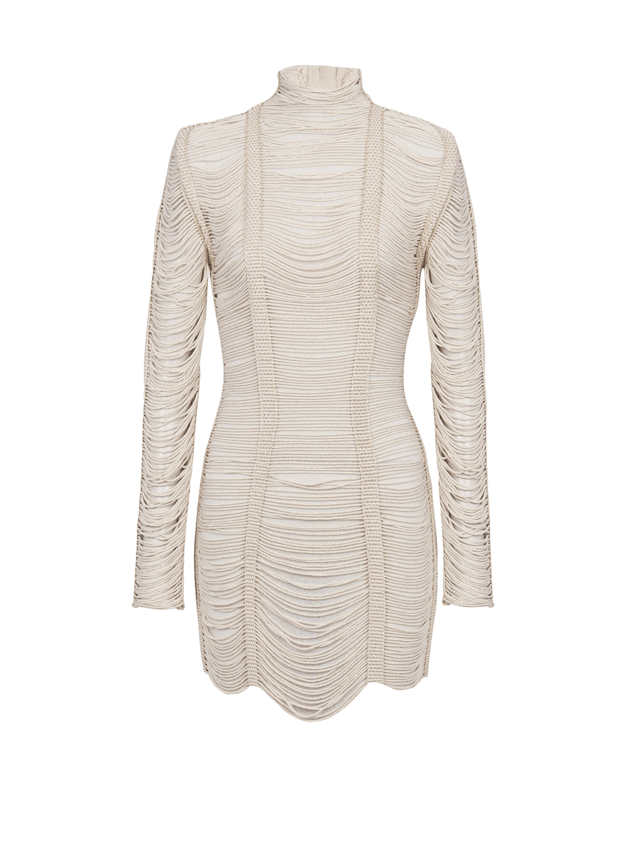 Short openwork macramé dress, beige, hi-res